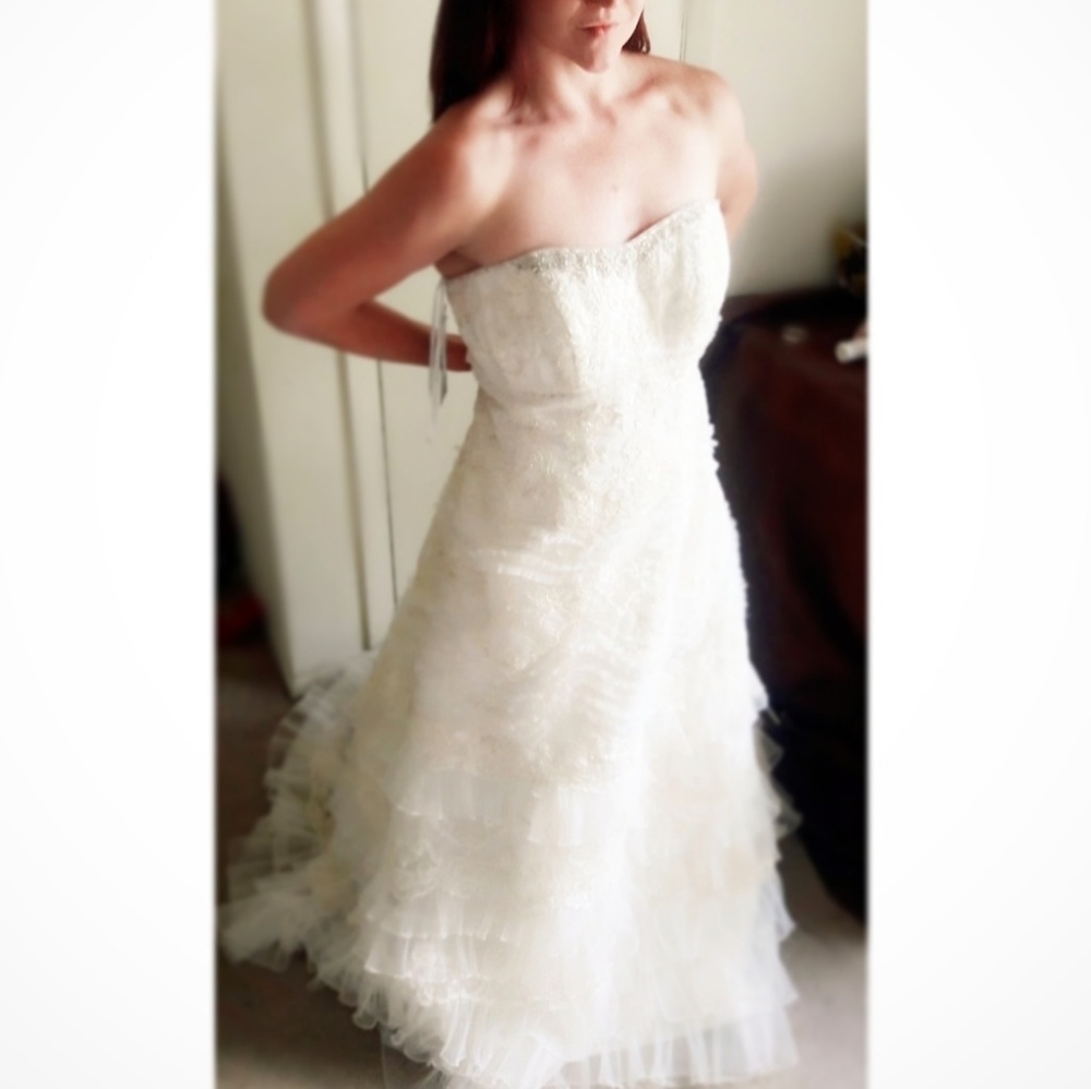 *final markdown* Oleg Cassini Solid Ivory Wedding Dress